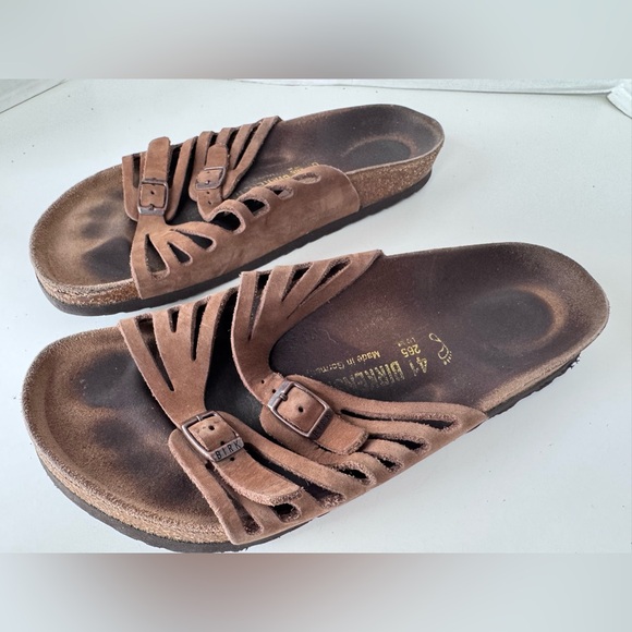 Birkenstock Granada Leather Strappy Buckles Brown Suede Sandals Shoes Size 41 - Picture 1 of 10